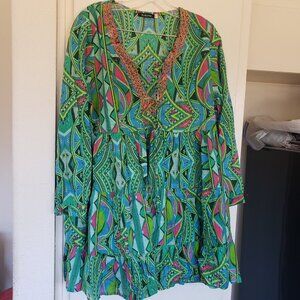 Kokette Green Multicolor Dress Size 1XL